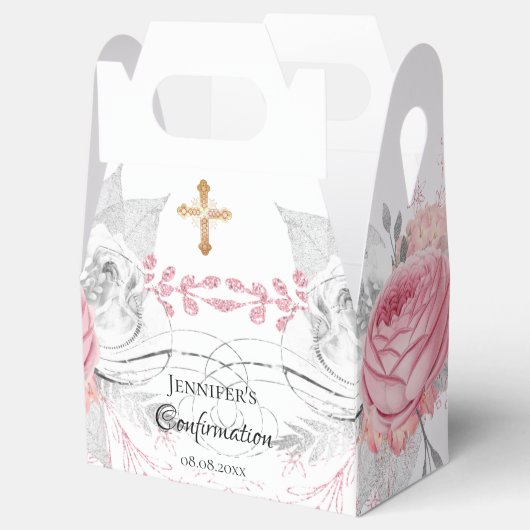 Bestätigung rosa bläserfarbenes silbernes Mädchen Geschenkschachtel (Geöffnet)