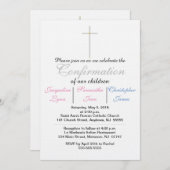 Bestätigung rosa blaue Triplets Einladung (Vorne/Hinten)