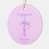 Bestätigung rosa Blumenkreuz Keramik Ornament (Links)