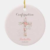 Bestätigung Rosa Blumenkreuz Keramik Ornament (Hinten)