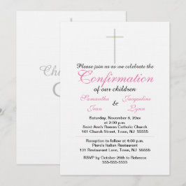 Bestätigung rosa Twins Einladung