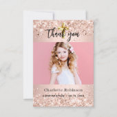 Bestätigung Rose Gold Foto Glitzern Dankeskarte (Vorderseite)