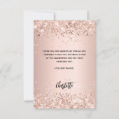 Bestätigung Rose Gold Foto Glitzern Dankeskarte (Rückseite)