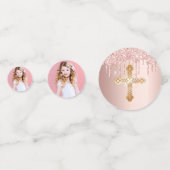 Bestätigung Rose Gold Glitzer Tropfen Foto Konfetti (Rückseiten)