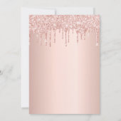 Bestätigung Rose Gold Glitzer Tropfen Mädchen Einladung (Rückseite)
