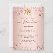 Bestätigung Rose Goldstars Mädchen elegant Einladung (Vorderseite)