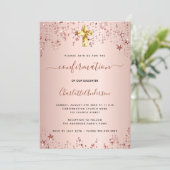 Bestätigung Rose Goldstars Mädchen elegant Einladung (Stehend Vorderseite)
