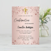 Bestätigung Rose Goldstars Mädchen Luxus Einladung (Stehend Vorderseite)