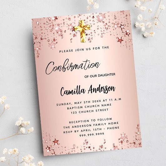 Bestätigung Rose Goldstars Mädchen Luxus Einladung