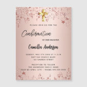 Bestätigung Rose Goldstars Mädchen Luxus Magneteinladung (Vorderseite)