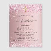 Bestätigung rot pinkfarbenen Glitzer Mädchen Luxus Magneteinladung (Vorderseite)