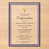 Bestätigung Royal Blue White Minimalistisch Boy Acryleinladungen (Vorderseite)