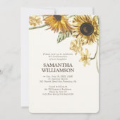 Bestätigung rustikale Sonnenblumen Einladung (Vorderseite)