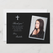 Bestätigung Schwarze Imitate Silver Foto Calligrap Dankeskarte (Vorderseite)