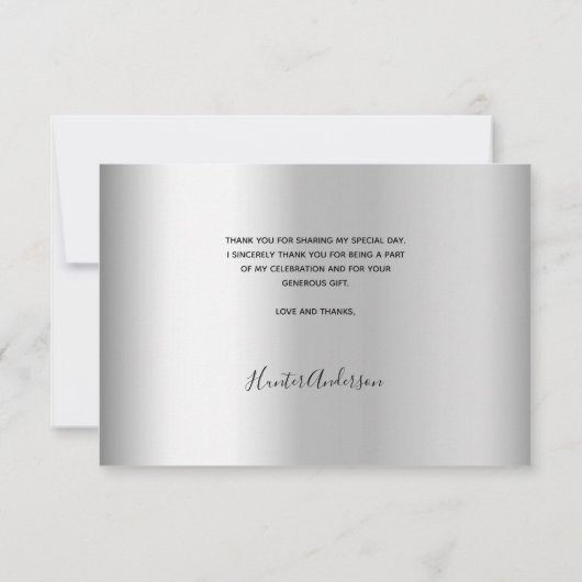 Bestätigung silber Foto Skript-Junge Dankeskarte (Rückseite)