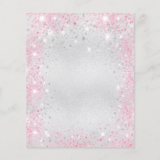 Bestätigung silber Glitzer rosa Einladung Flyer (Hinten)