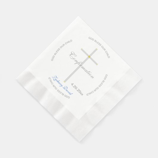 Bestätigung Silver Cross Boy Blue Name Serviette (Ecke)