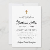 Bestätigung Son Simple Modern Minimalistisch Cross Einladung (Vorderseite)