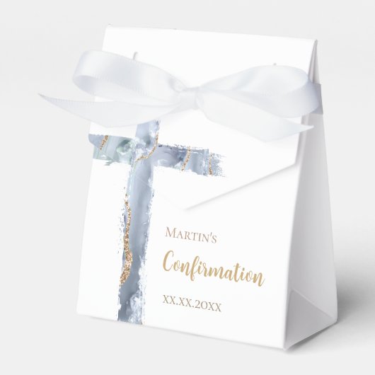 Bestätigung staubblaues Aguatenkreuz Geschenkschachtel (Vorderseite)