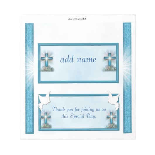 Bestätigung, Taufe Candy Bar Wrapper Gefallen Notizblock (Vorderseite)