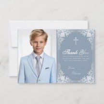 Bestätigung Vintages Dusty Blue Silver Boy Foto