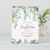 Bestätigung Wasserfarbenflorrosa grünes Skript Einladung (Stehend Vorderseite)