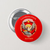 Bestätigung White Dove Red Flamed Custom Button (Vorne & Hinten)