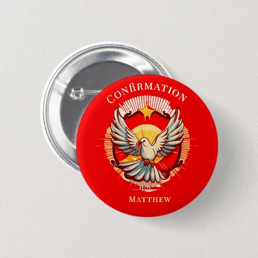 Bestätigung White Dove Red Flamed Custom Button (Vorne & Hinten)