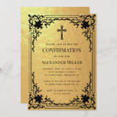 Bestätigungs-Imitats Gold Foil Vintage Cross Luxur Einladung (Vorne/Hinten)