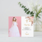 Bestätigungsblush Pampas Foto danke Karte (Stehend Vorderseite)