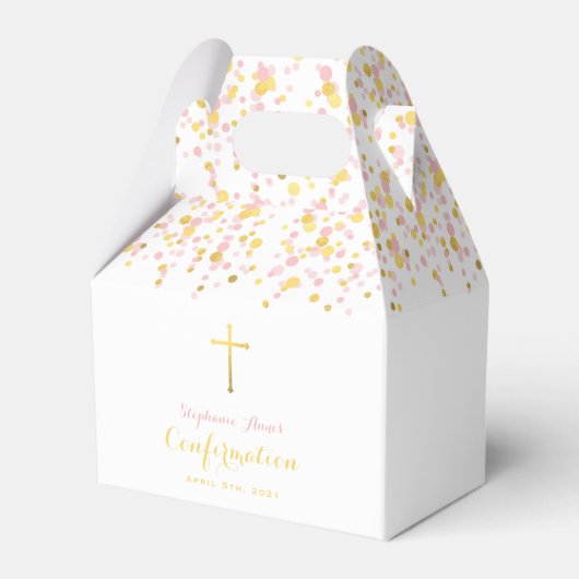 Bestätigungsbox für Rosa und Gold Confetti Geschenkschachtel (Vorderseite)