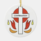 Bestätigungskreuz und Flammen Keramikornament (Vorne)