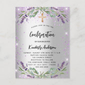 Bestätigungslavender silberviolett Glitzern Mädche Einladungspostkarte (Vorderseite)