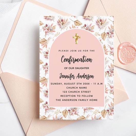 Bestätigungspampas Blume Rose Gold Luxus Einladung