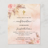 Bestätigungspampas Rose Goldbudget Einladung Flyer (Vorne)