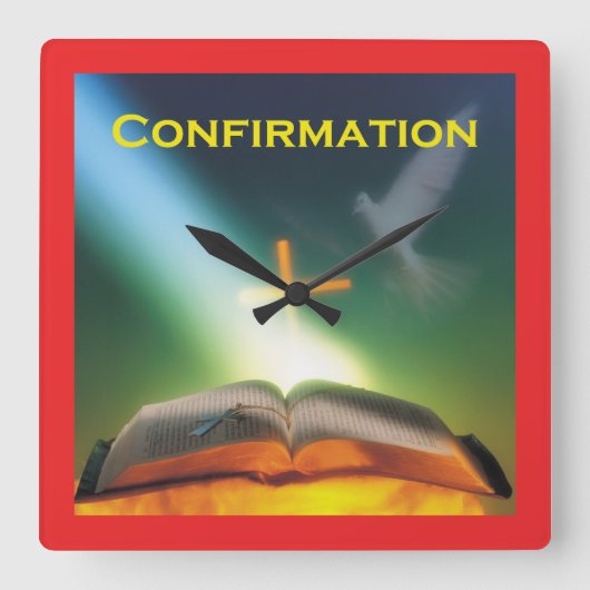 Bestätigungstod, Bibel, Kreuz Quadratische Wanduhr (Vorderseite)