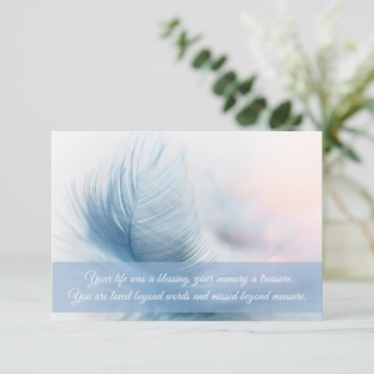 Bestattungskarten| Feder Dankeskarte (Stehend Vorderseite)