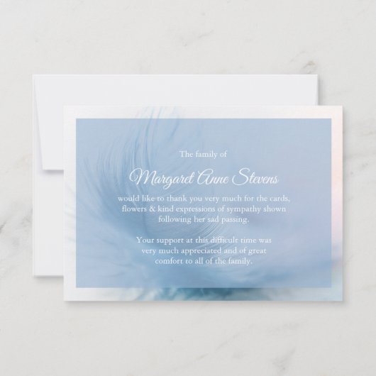 Bestattungskarten| Feder Dankeskarte (Rückseite)