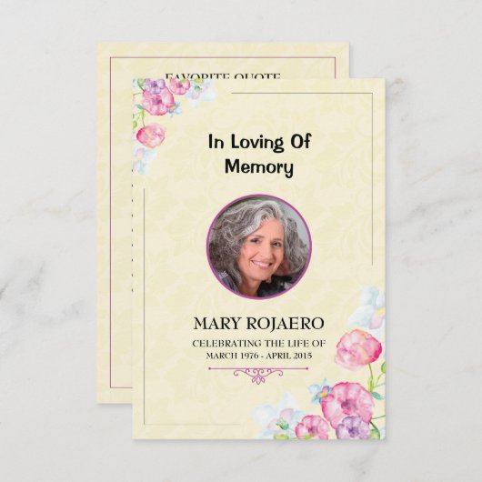 Bestattungsordnung Dienstkarte Einladung (Vorne/Hinten)