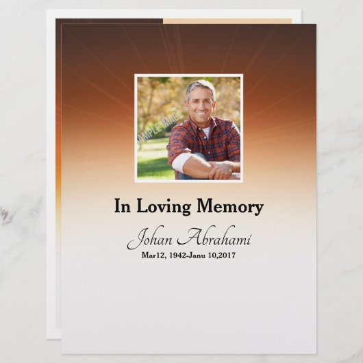 Bestattungsordnung Programmkarte (Vorne/Hinten)