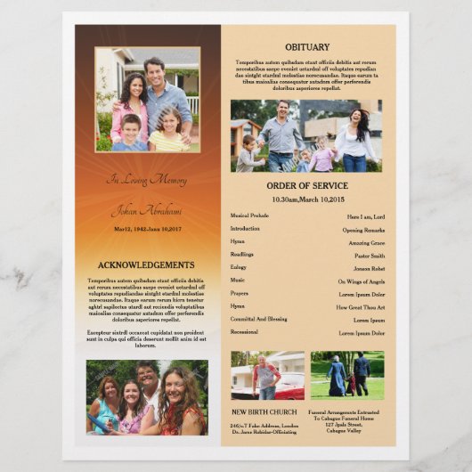 Bestattungsordnung Programmkarte (Rückseite)