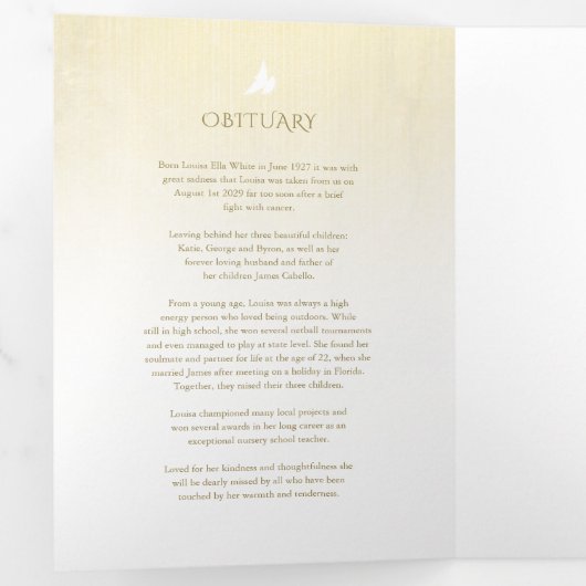 Bestattungsprogramm Reihenfolge der Service Creme Dreifach-gefaltete Programmkarte (Innen Erste Seite)