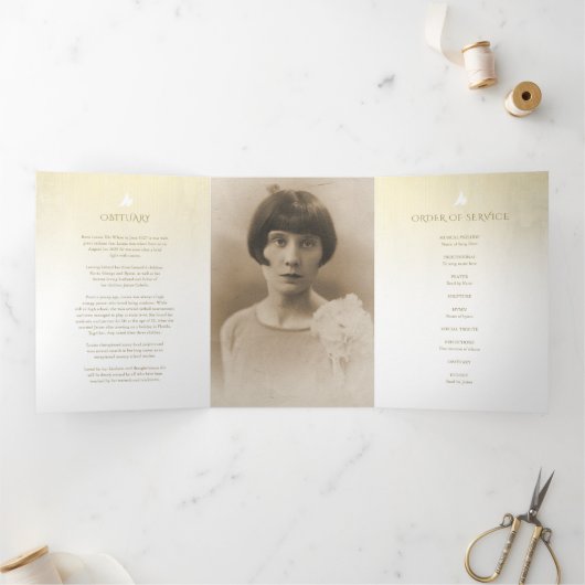 Bestattungsprogramm Reihenfolge der Service Creme Dreifach-gefaltete Programmkarte (Innenseite)