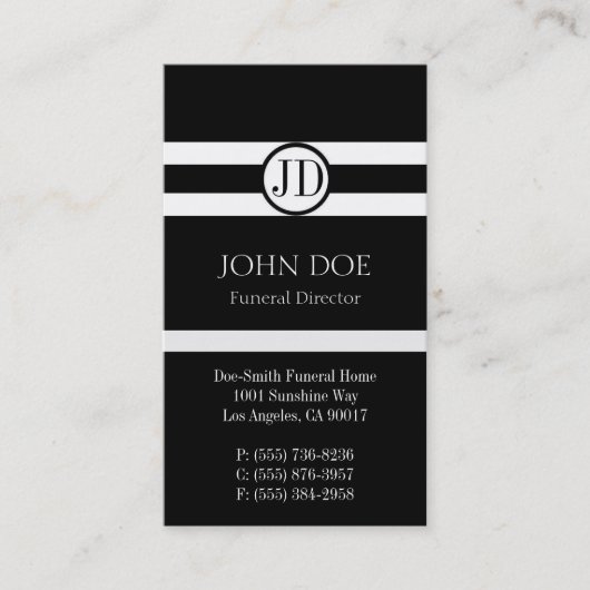 Bestattungsunternehmer-Anhänger-Schwarzes Visitenkarte (Vorderseite)