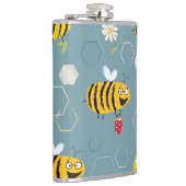 Bestäubende Bienen, blühende Gartenlandschaft. Flachmann (Rechts)