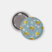 Bestäubende Bienen, blühende Gartenlandschaft. Magnet (Vorderseite/Rückseite)