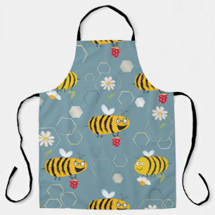 Bestäubende Bienen, blühende Gartenlandschaft. Schürze