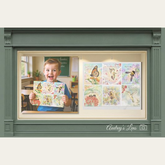 Bestäuber-Klassen-Valentinskarten - 6 pro Blatt