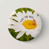 Bestäuber Rettete den Bienen Daisy Blume Garden Button (Vorderseite)