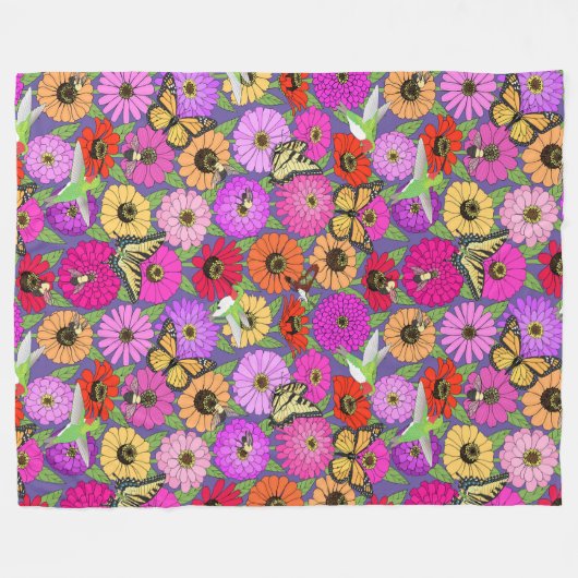 Bestäuber und Zinnia Fleecedecke (Vorderseite (Horizontal))